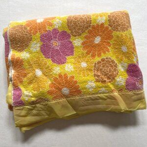 Groovy Blanket Bedspread 1970s Flower Power Bedding Twin Size Floral Wabasso